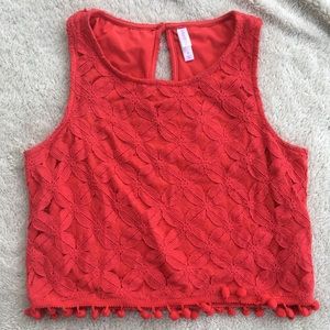 Pink/red Tank with lace detailing